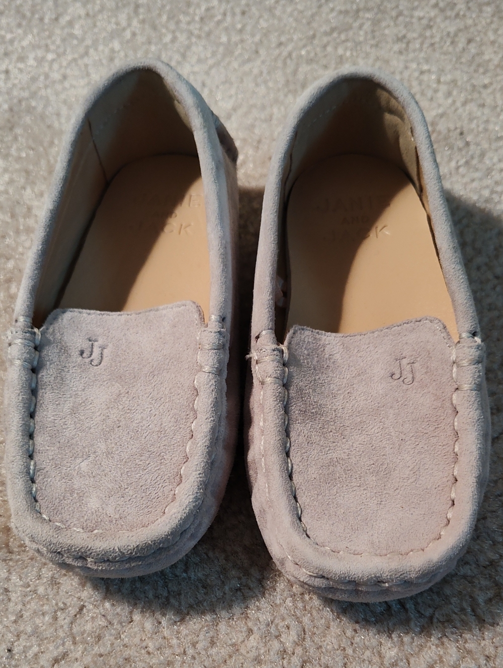 Janie and Jack Suede Moccasins - Light Gray